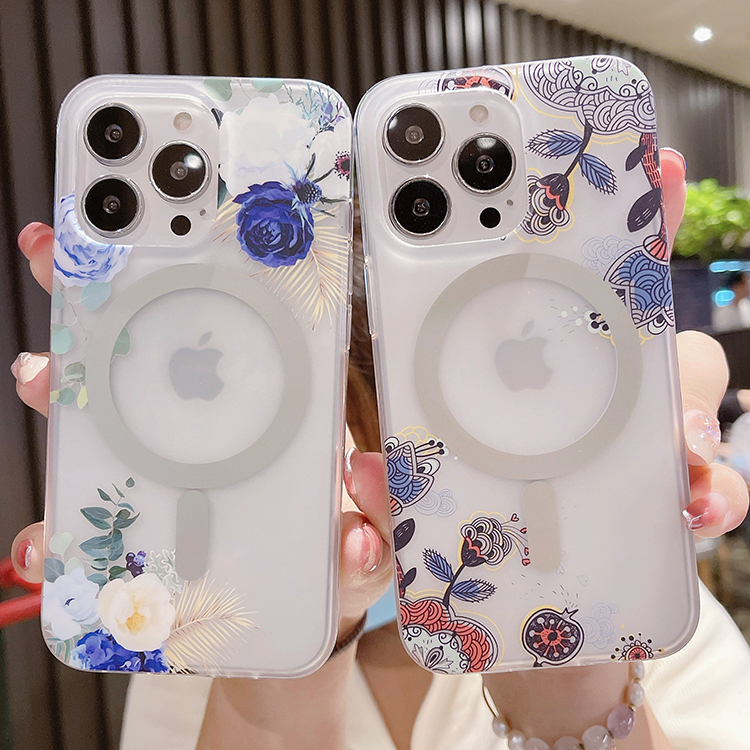 Flower Pattern Print Clear Phone Case