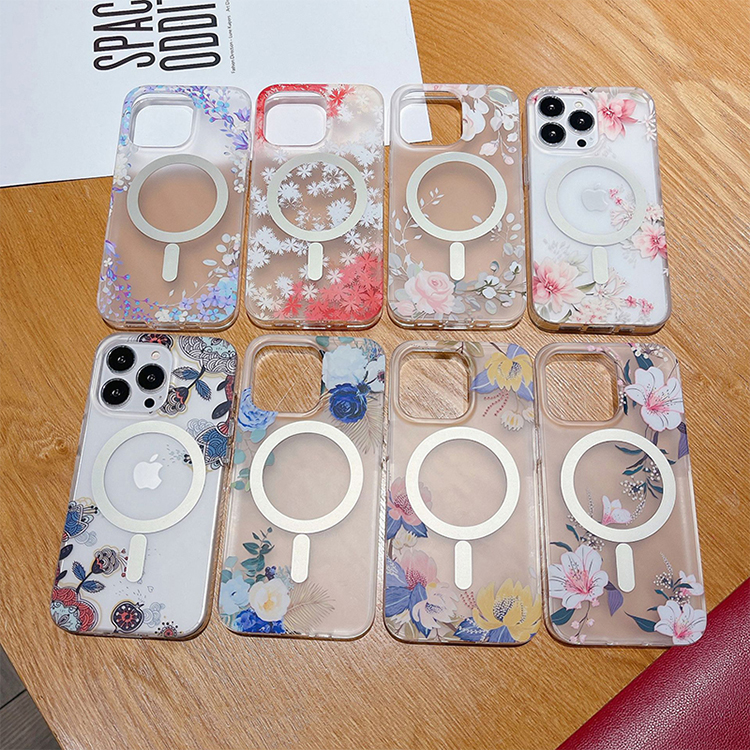 Flower Pattern Print Clear Phone Case