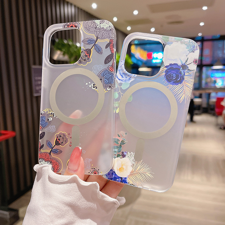 Flower Pattern Print Clear Phone Case