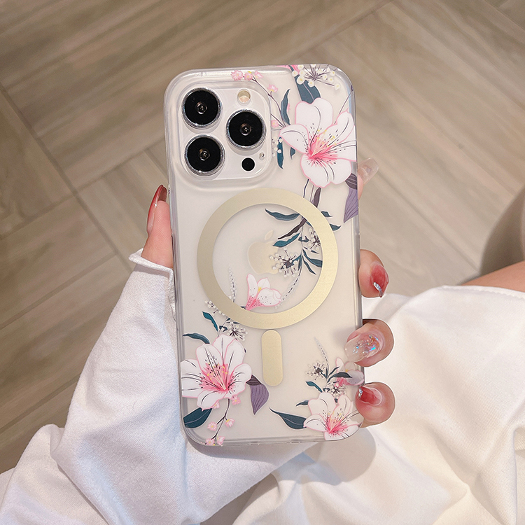 Flower Pattern Print Clear Phone Case