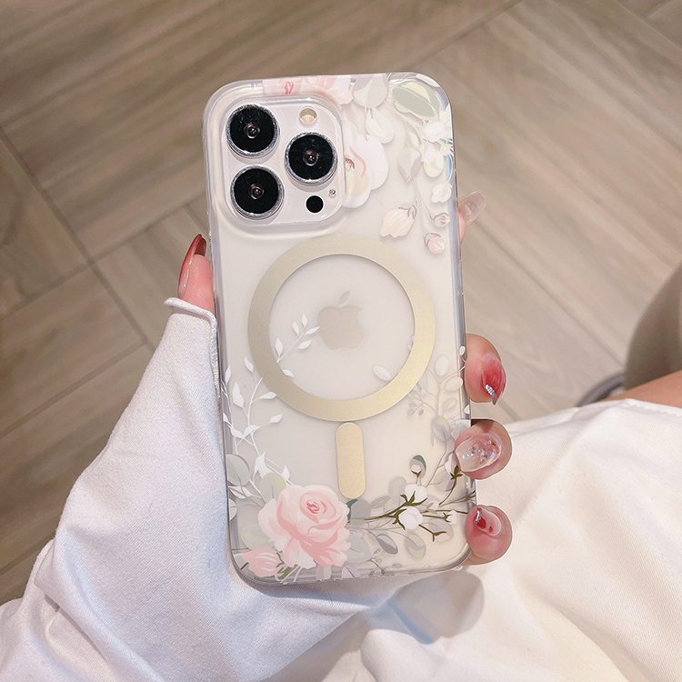 Flower Pattern Print Clear Phone Case