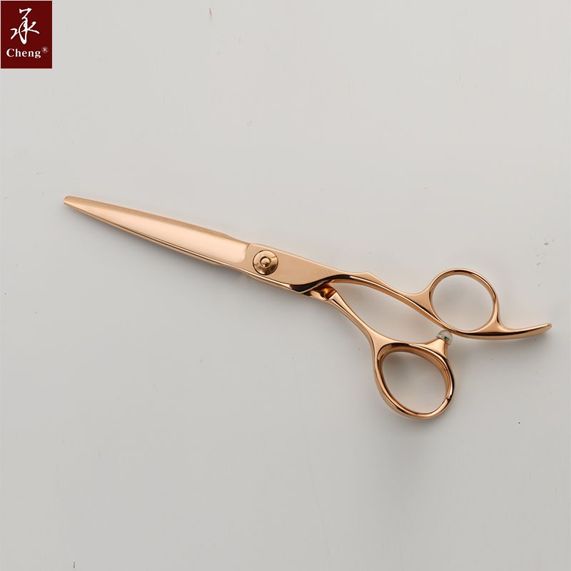 Tesoura profissional para corte de cabelo VB-60NG 6 polegadas com revestimento de ouro rosa claro e titânio