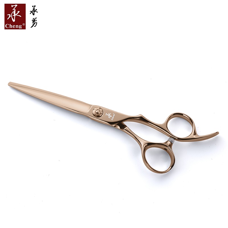 Tesoura profissional para corte de cabelo VB-60NG 6 polegadas com revestimento de ouro rosa claro e titânio