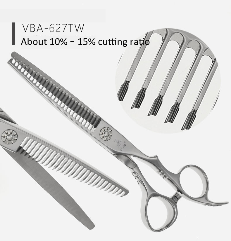 VBA-625TW 6inch 25Teeth 약 30% 절단 비율의 일본 고품질 강철 전문 머리 절단 가위