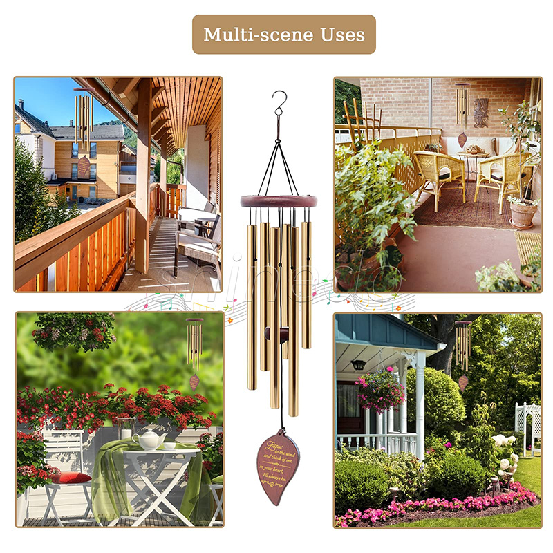 WindChime Memorial Sympathy Wind Chimes with Golden Aluminium Tube