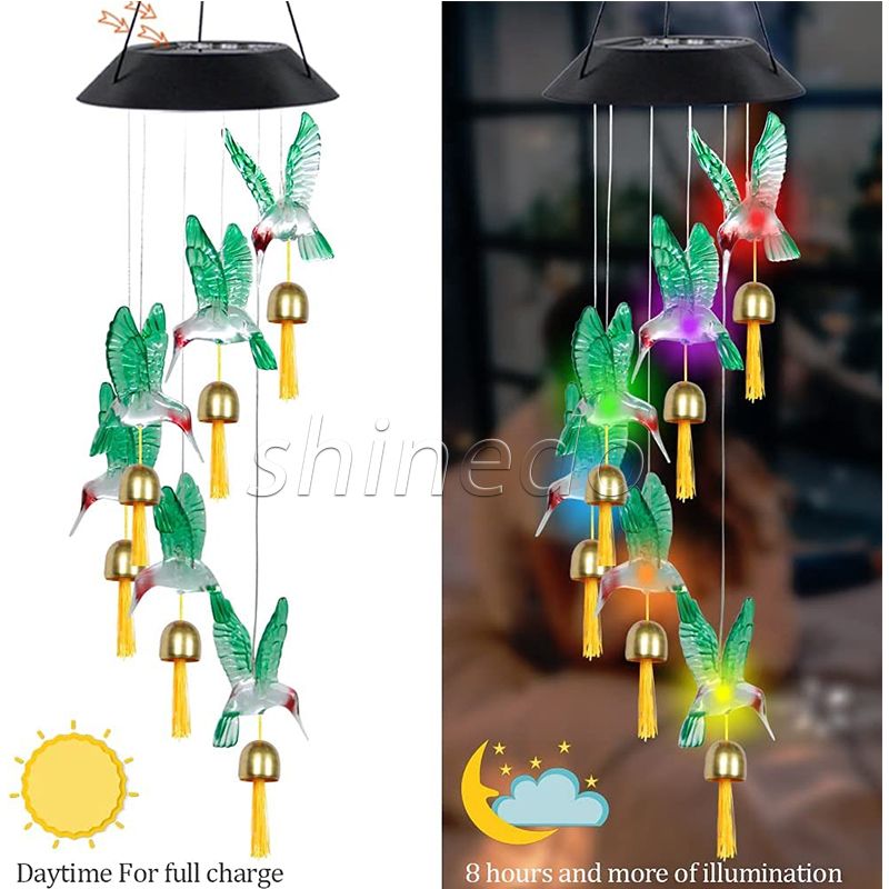 Custom Led Solar Hummingbird Wind Chimes