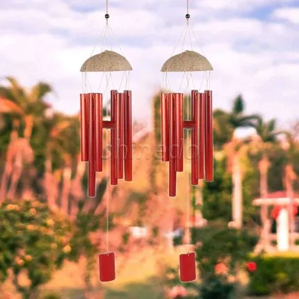 Half Coconut Wood Top Bamboo Wind Chime