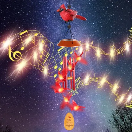 Red Parrot Solar Wind Chimes