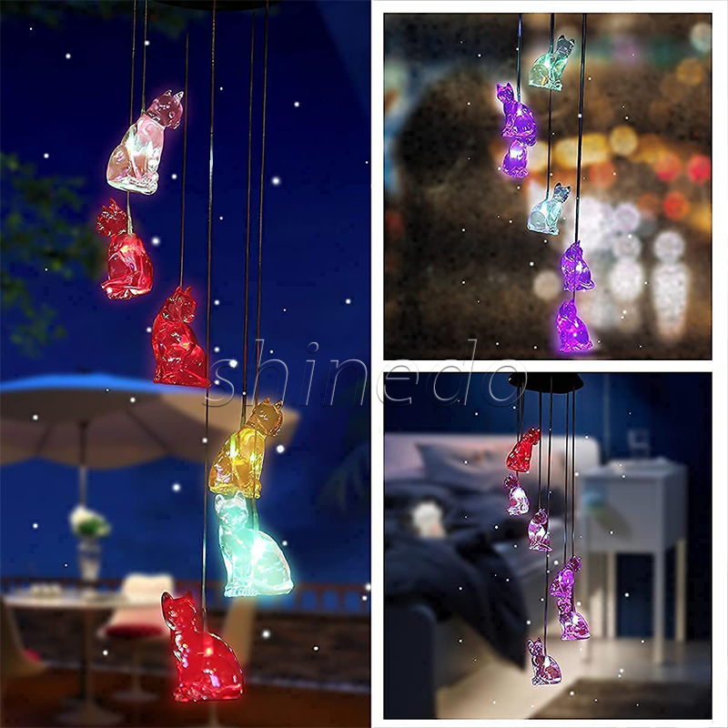 Solar Cat Wind Chimes