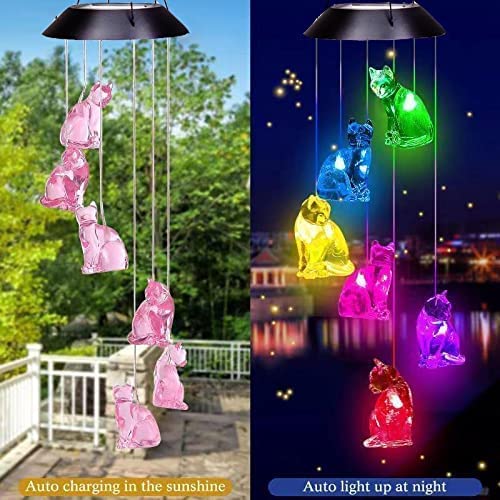 Solar Cat Wind Chimes