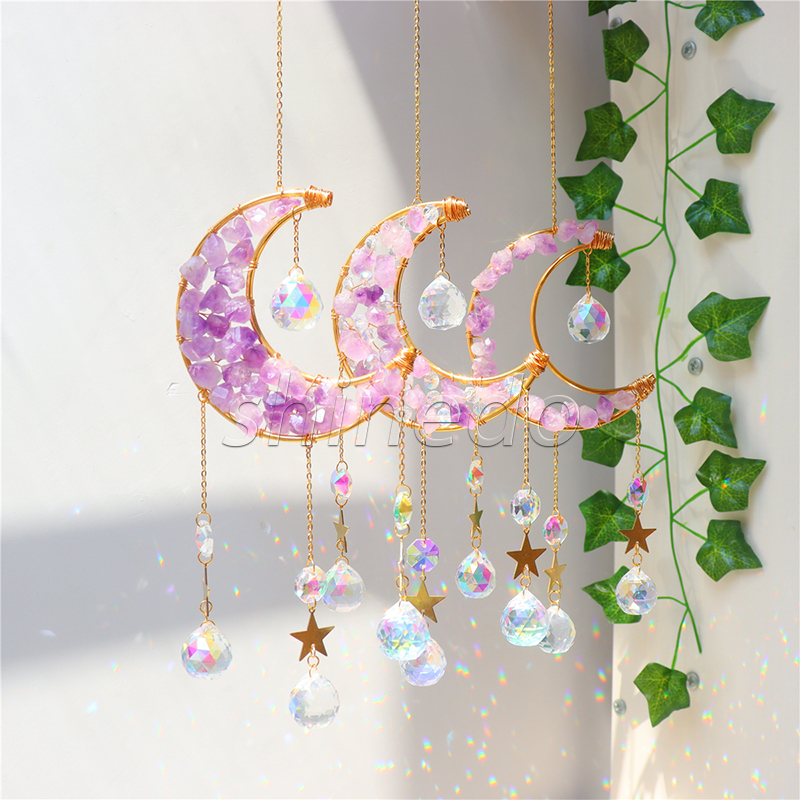 Hanging Moon Crystal Suncatchers