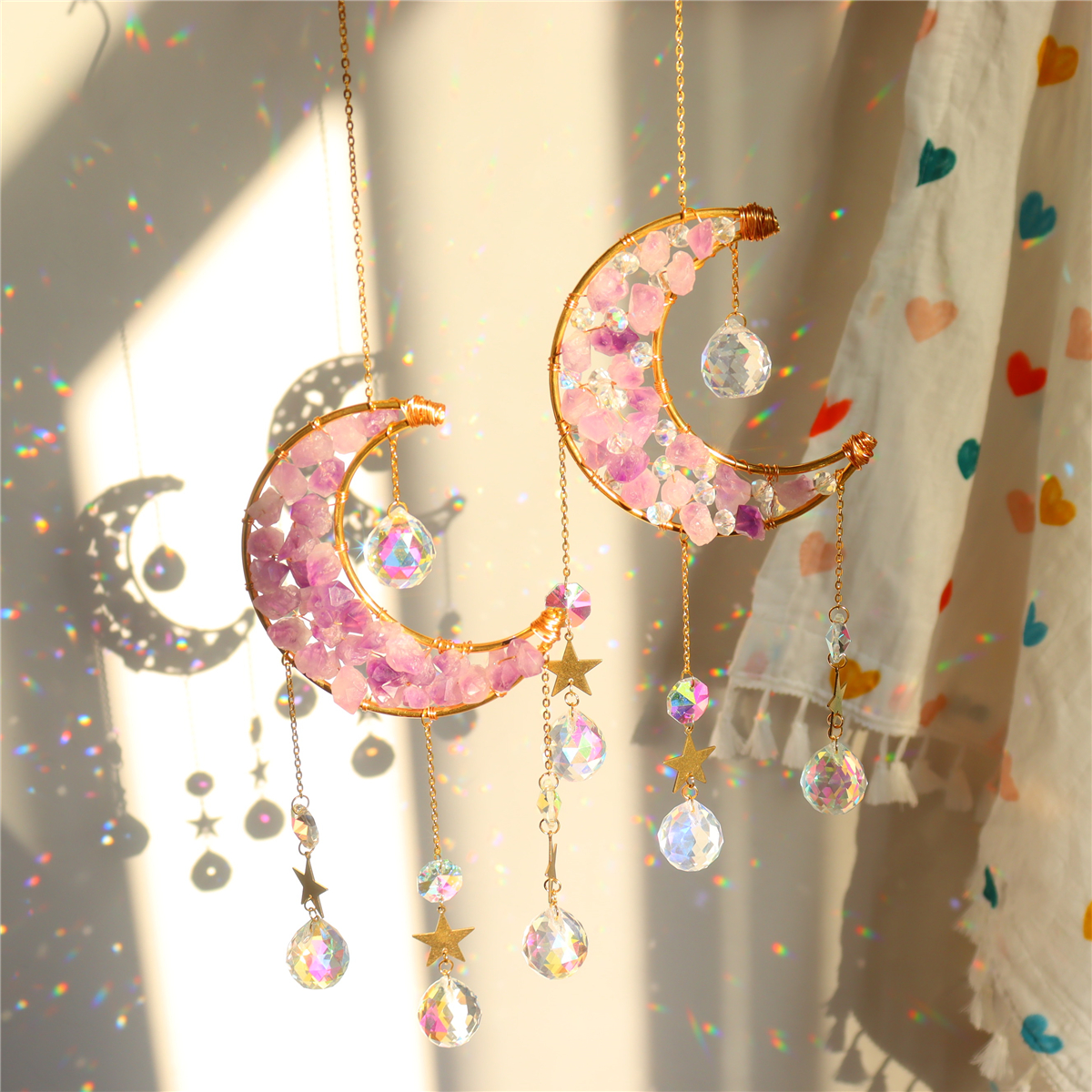 Hanging Moon Crystal Suncatchers