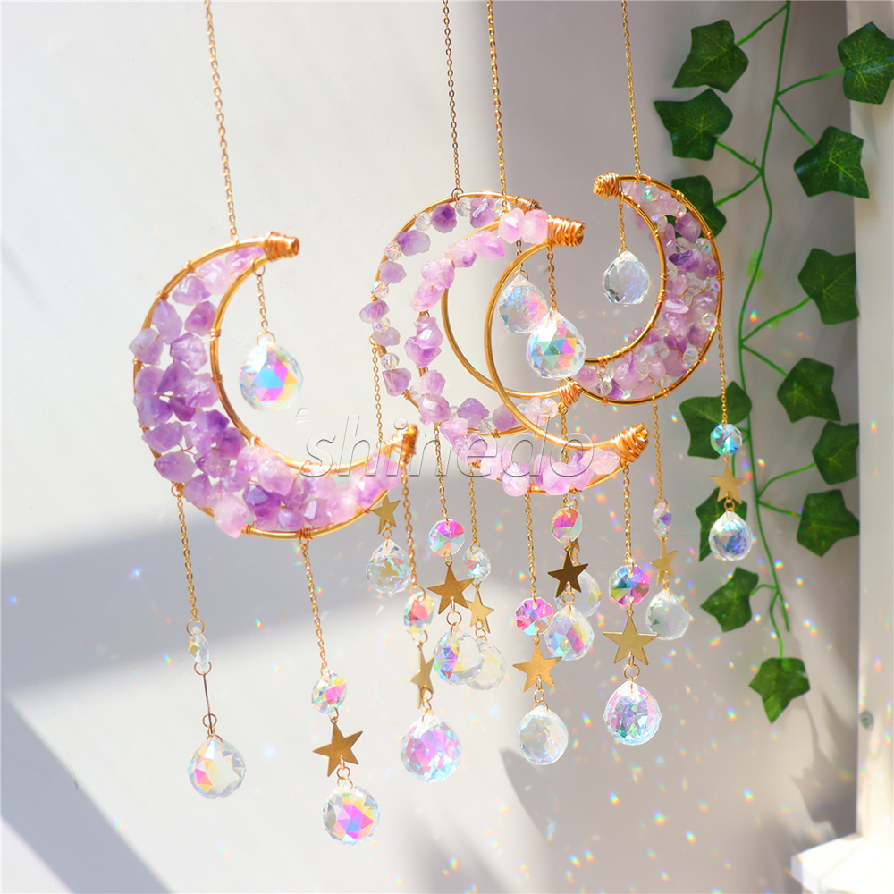 Hanging Moon Crystal Suncatchers