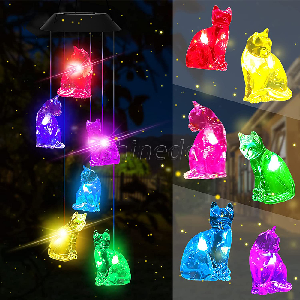 Solar Cat Wind Chimes