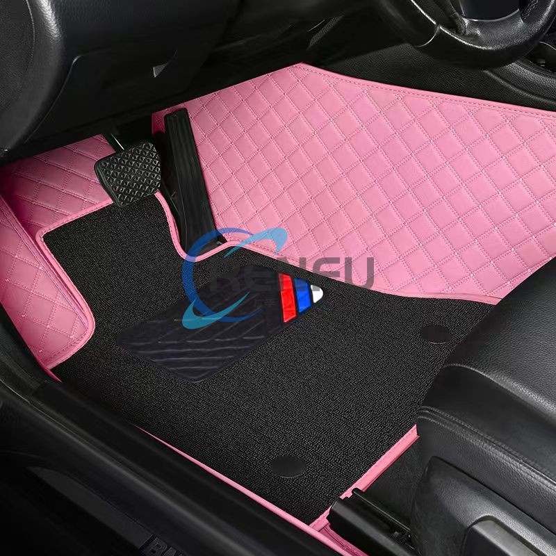 Leather car floor mat