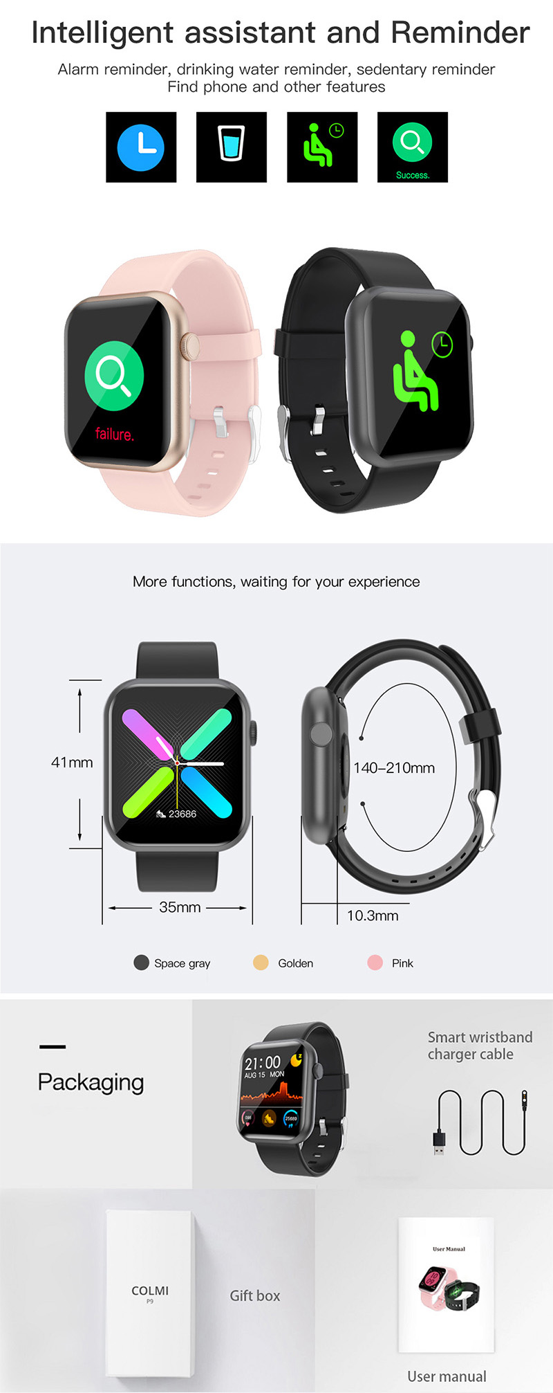 P9 IP67 Waterproof Smart Watch