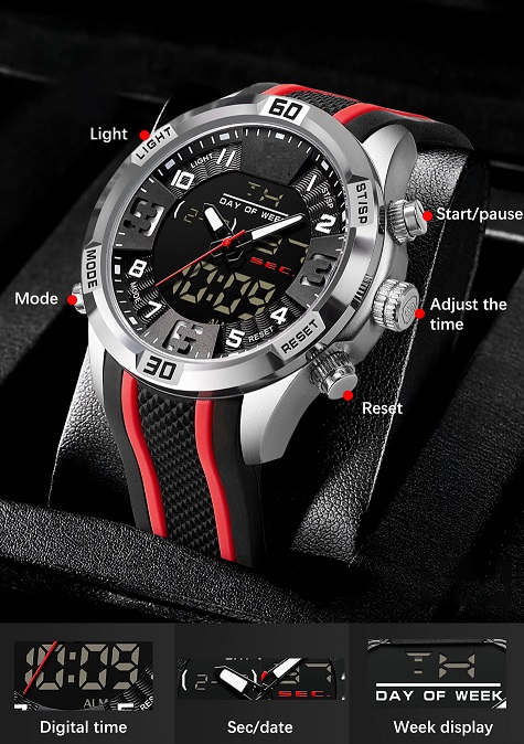 Dual Display Alarm Digital Watch ND03