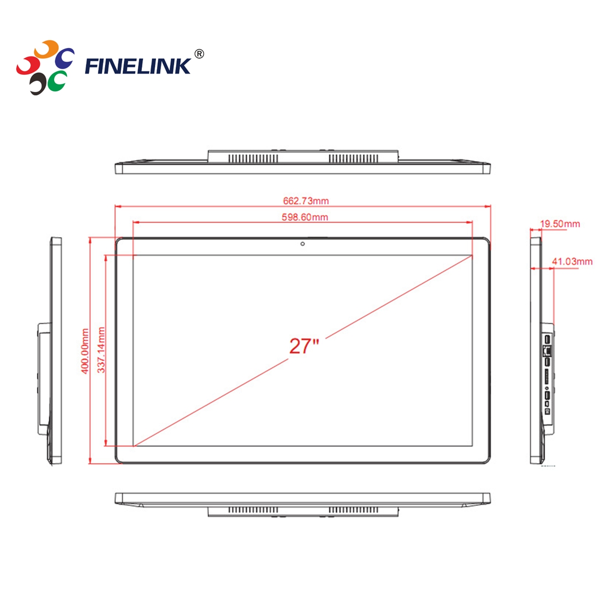 27 Inch Ips Panel 3G4G Wifi Bluetooth Security Wall Mount PC Monitor