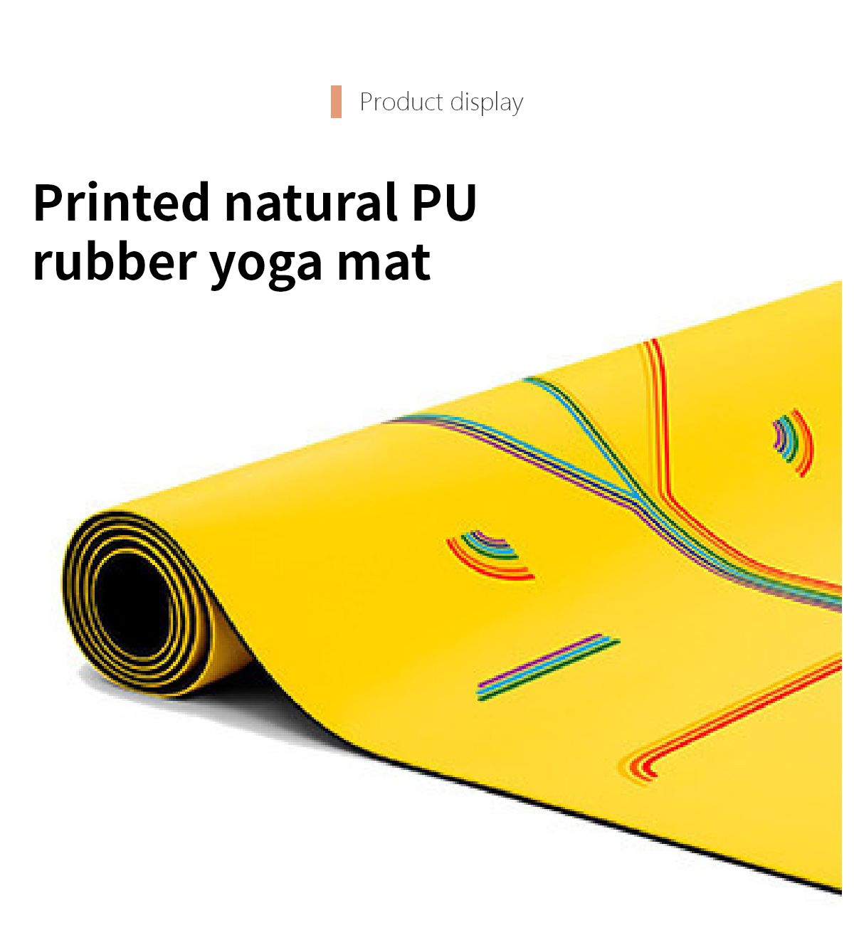 Wholesale Rainbow Color PU+ Rubber Yoga Mat With Alignment Lines