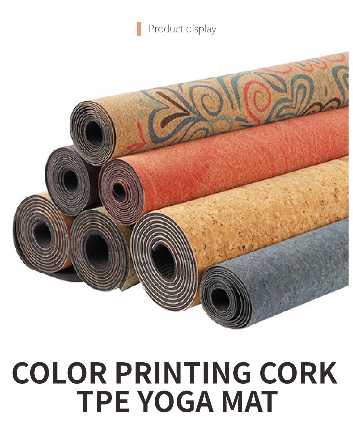 Wholesale Colorful Eco-friendly Cork TPE Yoga Mat