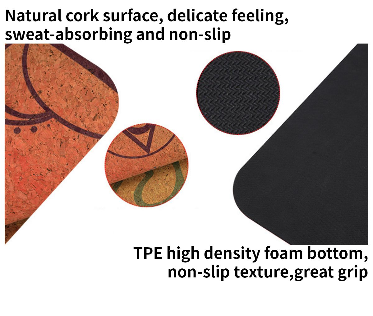 Wholesale Colorful Eco-friendly Cork TPE Yoga Mat