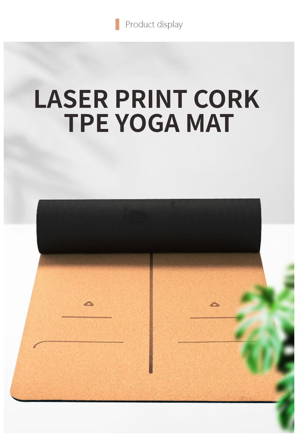 Wholesale Cork TPE Yoga Mat With Laser Alignment Lines