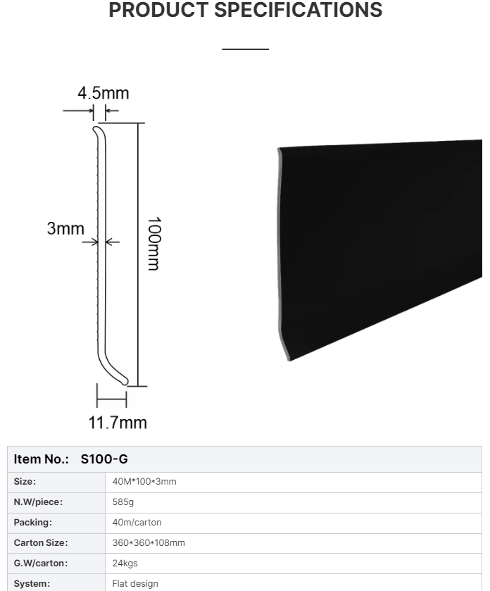 S100-G, Vinyl Wall Baseboard Moulding