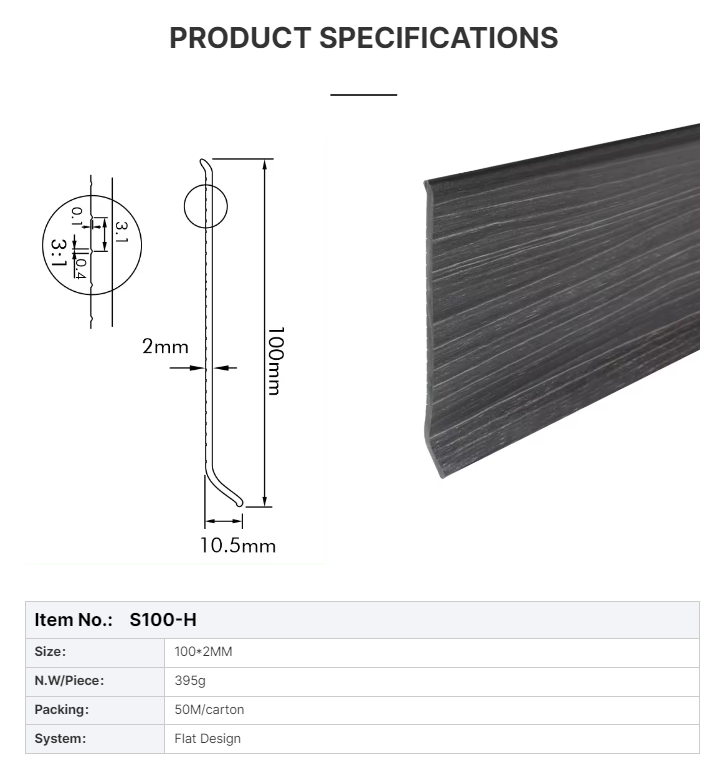 S100-H, Vinyl Wall Baseboard Moulding