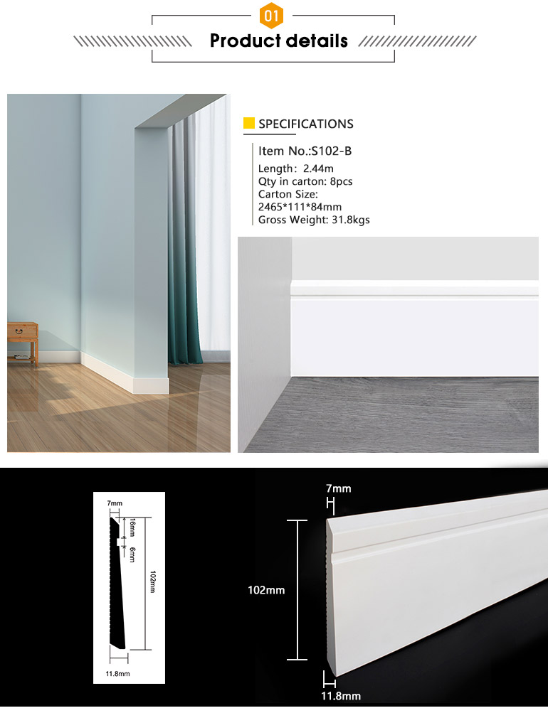 S102-B, Vinyl Wall Baseboard Moulding