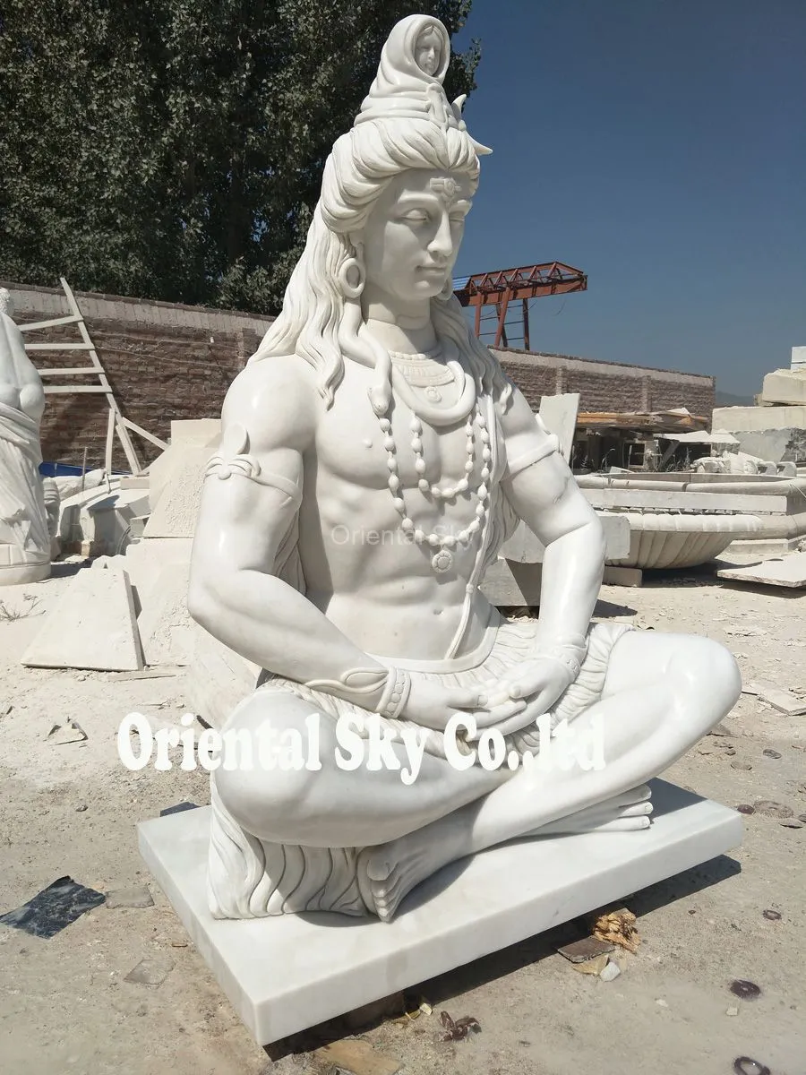 Lebensgroße weiße Marmorstatue von Lord Shiva
