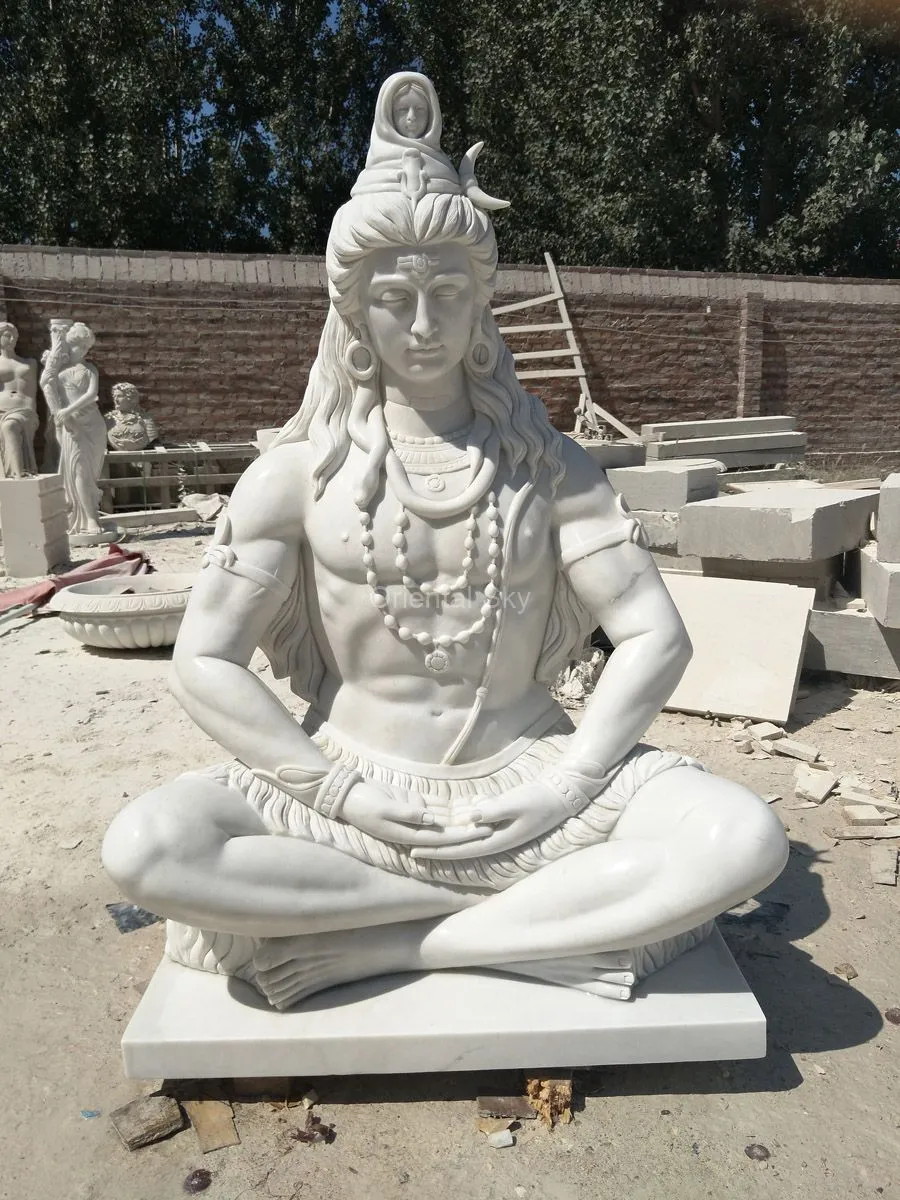 Статуэтка Господа Шивы из белого мрамора в натуральную величину