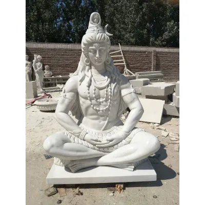 Estatua de mármol blanco de tamaño natural de Lord Shiva