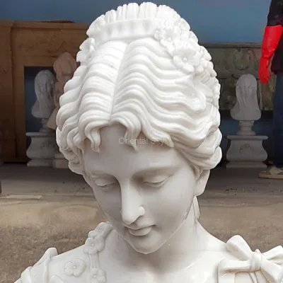 White Marble Stone Woman Bust Statue Home Decor
