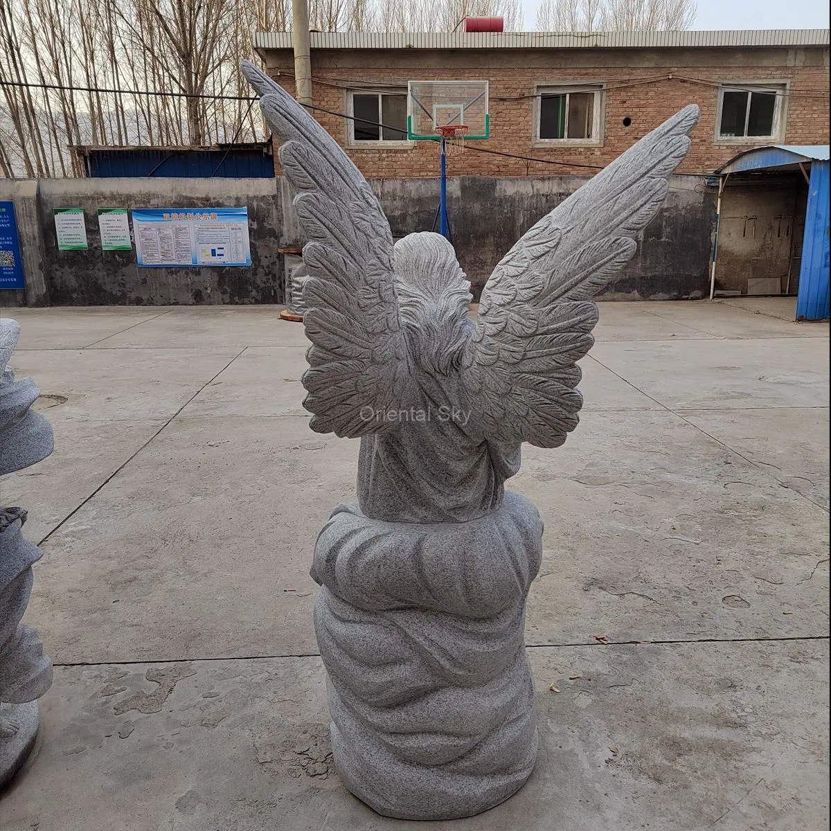 Life Size Granite Stone Angel Statue for Cemetery Decoration