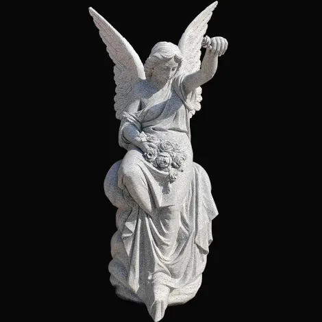 Estátua de anjo em pedra de granito em tamanho real para decoração de cemitérios