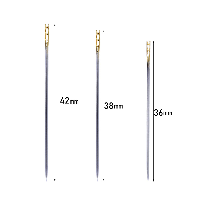 Golden tail Two Holes Self-Threading Needles（4.2cm 3.8cm 3.6cm）