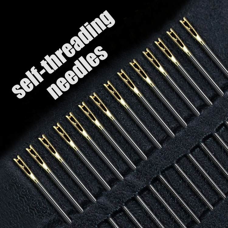 Golden tail Two Holes Self-Threading Needles（4.2cm 3.8cm 3.6cm）