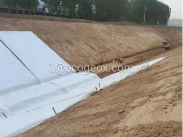 Non Woven Geotextile Installation for River Bank Protection Project