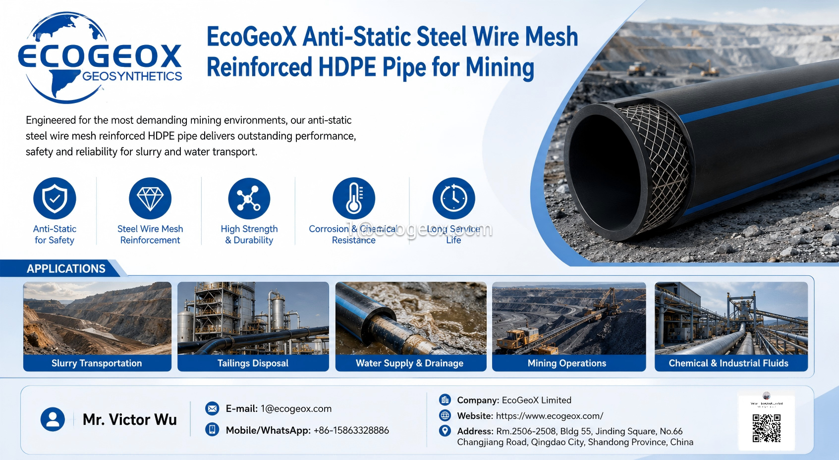 EcoGeoX Reinforced HDPE Mining Pipes for Slurry & Water Transport