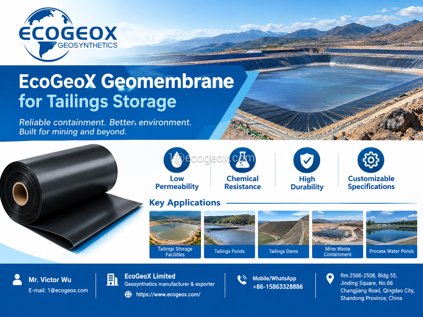 EcoGeoX Tailings Storage Geomembrane for Environmental Protection