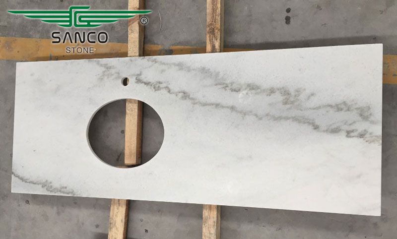 Customized Size Luxury Waterproof China Carrara White Kitchen Countertop