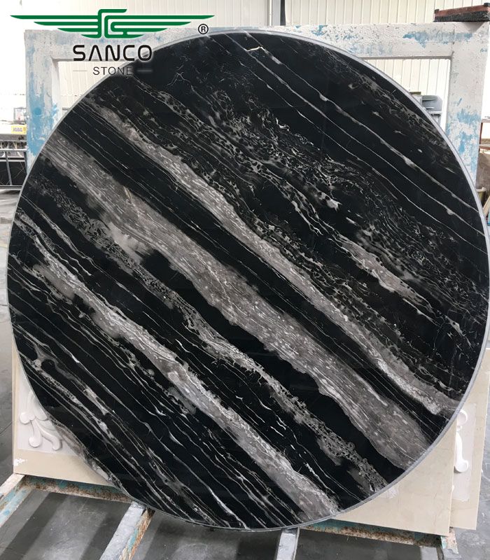 Port Black Marble Round Table Top