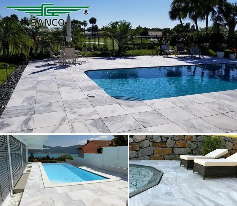 Chinese Grey Marble Sandblasted Swimming Pool Coping