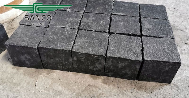 Black Coral Basalt Cubestone For Ground Paving