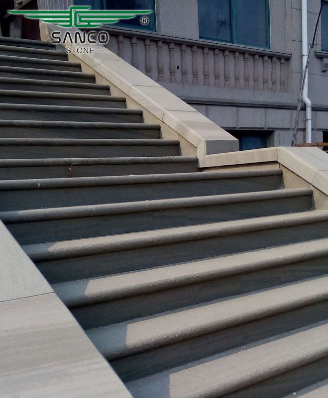 Dark Blue Sandstone Stair Treads Flamed