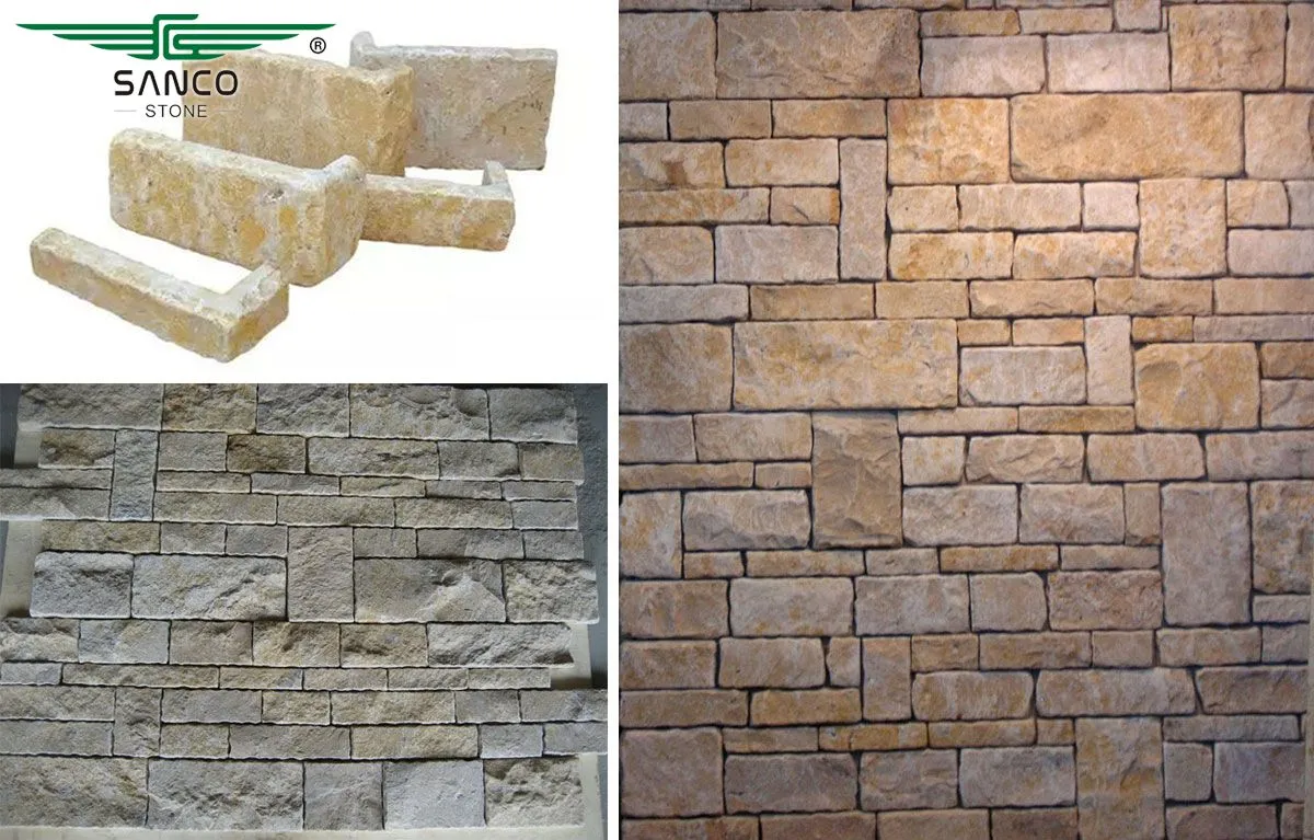 Yellow Limestone Loose Stone Wall Decoration