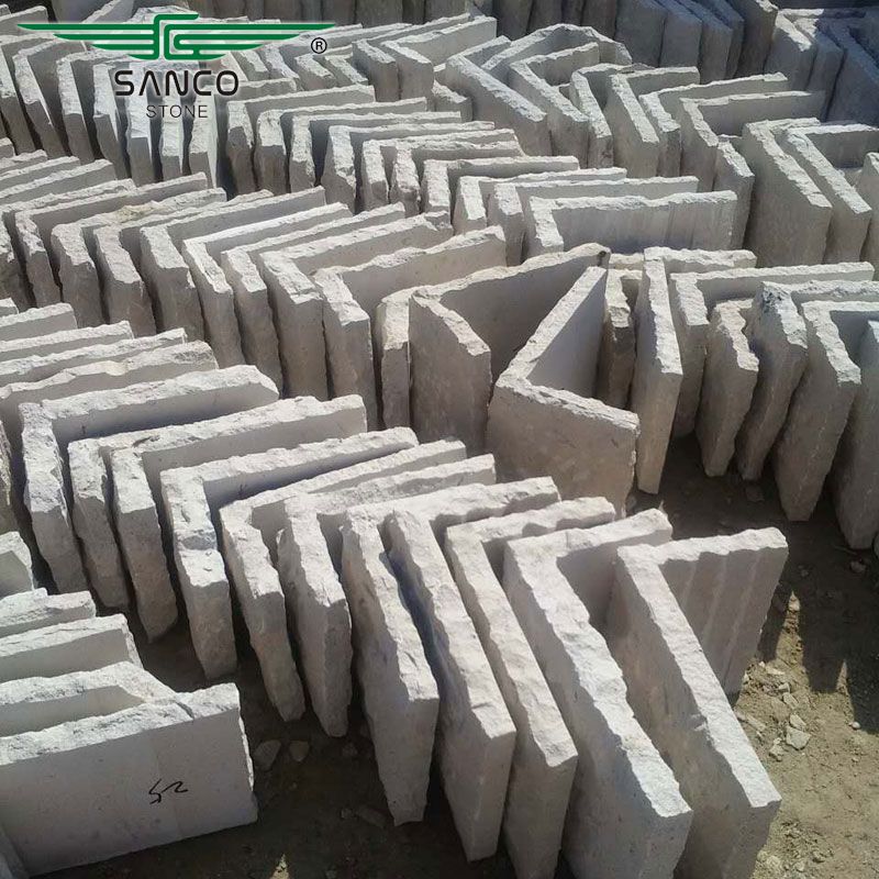 China White Limestone Flagstones Rockface