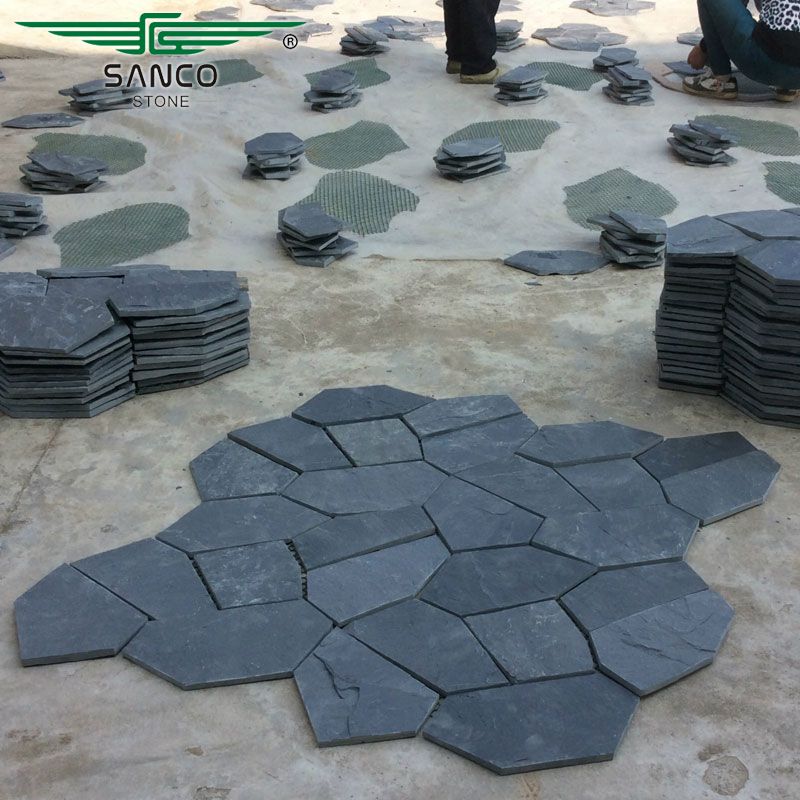 Black Slate Tiles Irregular Flagstone