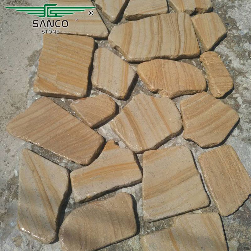 Beige Wood Sandstone Tumbled Flagstone