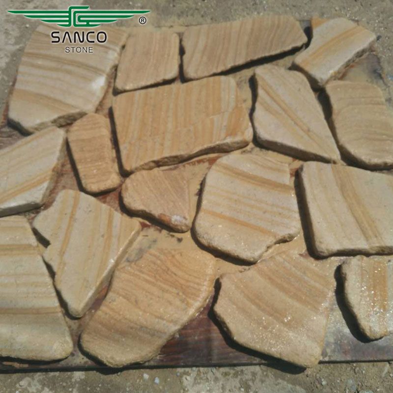 Beige Wood Sandstone Tumbled Flagstone